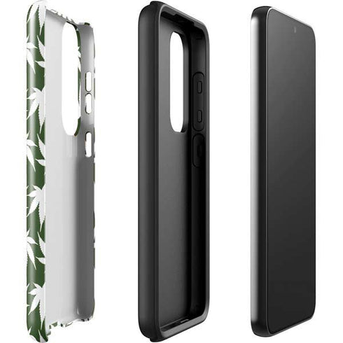 Marijuana Leaf White Pattern Galaxy S23 Plus Pro Case
