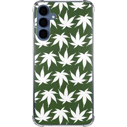 Marijuana Leaf White Pattern Galaxy S24 Clear Case