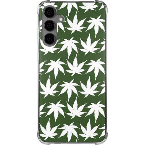 Marijuana Leaf White Pattern Galaxy S24 Plus Clear Case