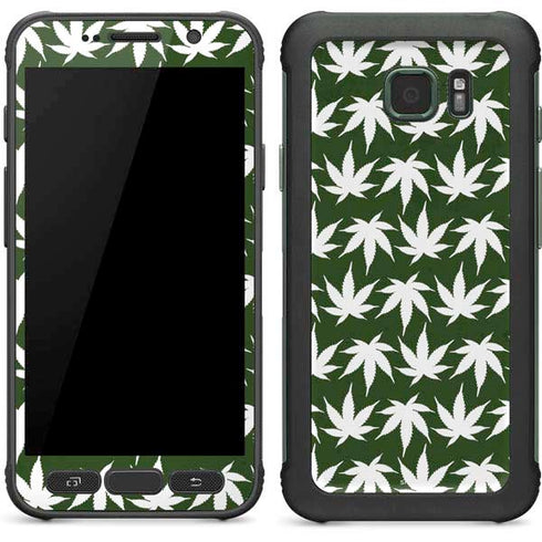 Marijuana Leaf White Pattern Galaxy S7 Active Skin