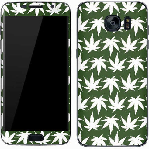 Marijuana Leaf White Pattern Galaxy S7 Skin