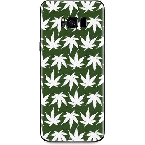 Marijuana Leaf White Pattern Galaxy S8 Plus Skin