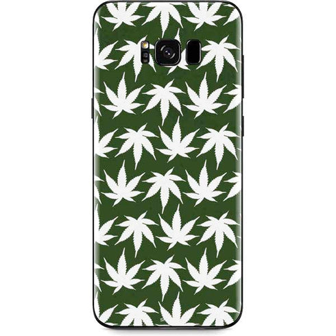 Marijuana Leaf White Pattern Galaxy S8 Skin