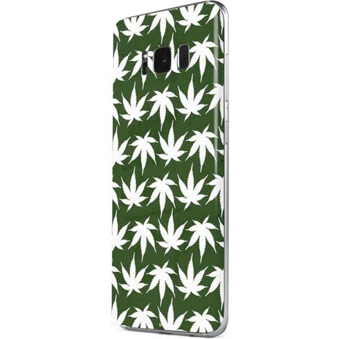 Marijuana Leaf White Pattern Galaxy S8 Skin