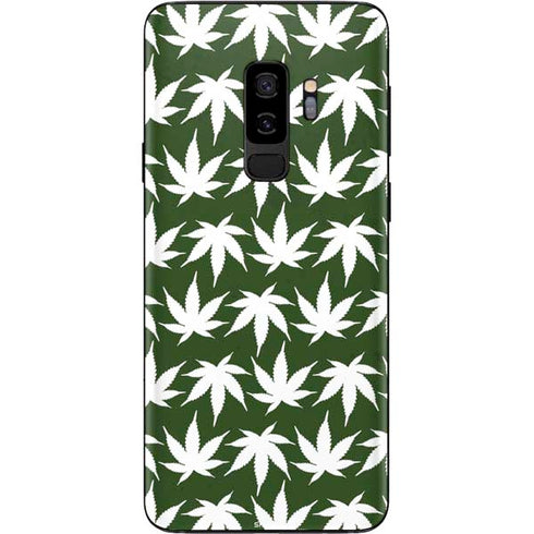 Marijuana Leaf White Pattern Galaxy S9 Plus Skin