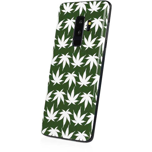 Marijuana Leaf White Pattern Galaxy S9 Plus Skin