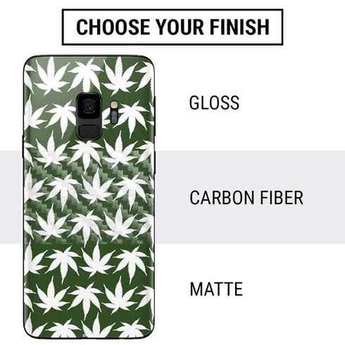 Marijuana Leaf White Pattern Galaxy S9 Skin