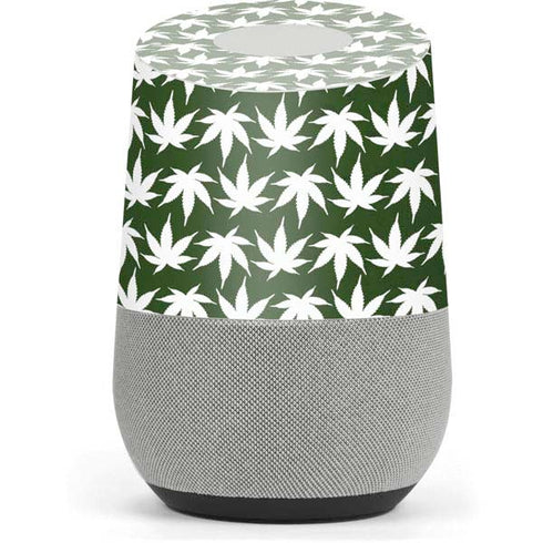Marijuana Leaf White Pattern Google Home Skin