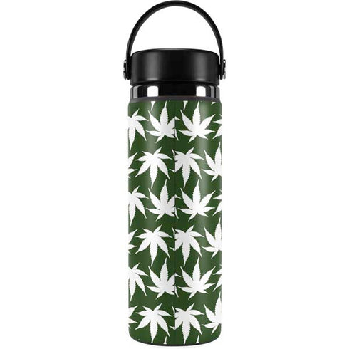 Marijuana Leaf White Pattern Hydro Flask 20oz Wide Mouth Skin