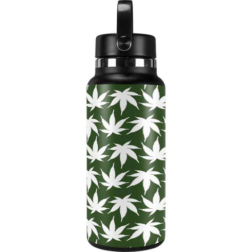 Marijuana Leaf White Pattern Hydro Flask 32oz Wide Mouth Skin