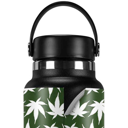 Marijuana Leaf White Pattern Hydro Flask 32oz Wide Mouth Skin