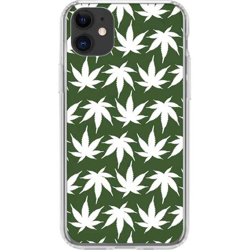 Marijuana Leaf White Pattern iPhone 11 Clear Case