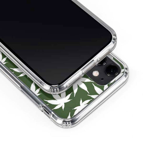 Marijuana Leaf White Pattern iPhone 11 Clear Case