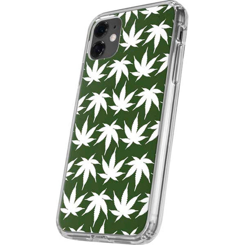 Marijuana Leaf White Pattern iPhone 11 Clear Case