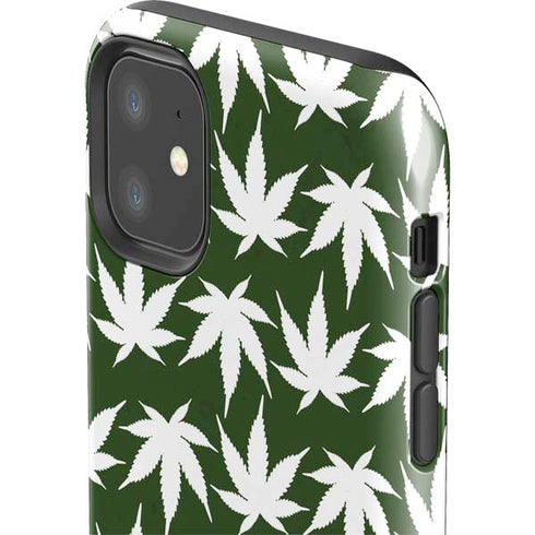 Marijuana Leaf White Pattern iPhone 11 Impact Case