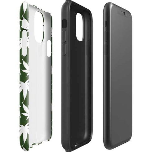 Marijuana Leaf White Pattern iPhone 11 Impact Case