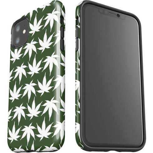 Marijuana Leaf White Pattern iPhone 11 Impact Case