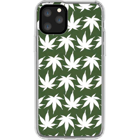 Marijuana Leaf White Pattern iPhone 11 Pro Clear Case