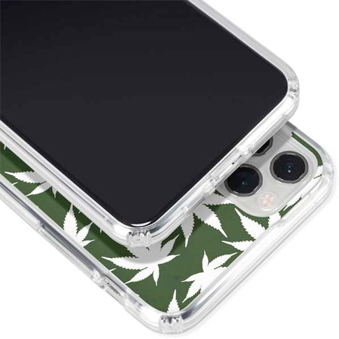 Marijuana Leaf White Pattern iPhone 11 Pro Clear Case