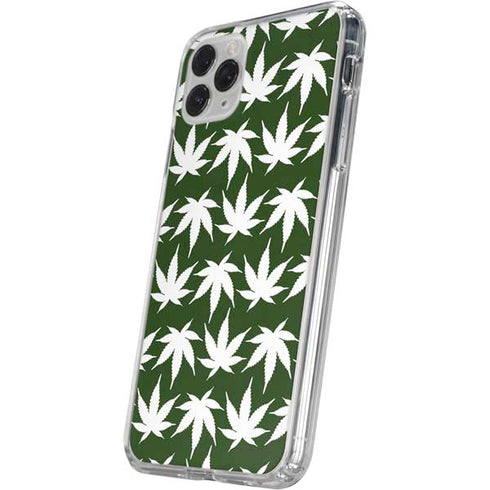 Marijuana Leaf White Pattern iPhone 11 Pro Clear Case