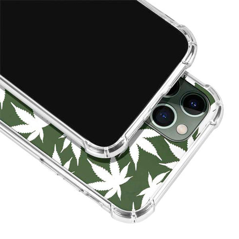 Marijuana Leaf White Pattern iPhone 11 Pro Max Clear Case