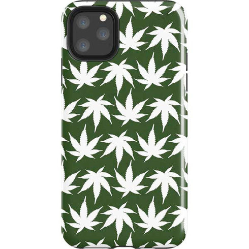 Marijuana Leaf White Pattern iPhone 11 Pro Max Impact Case