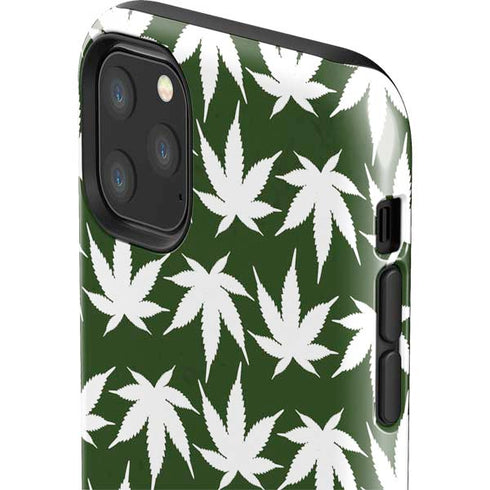 Marijuana Leaf White Pattern iPhone 11 Pro Max Impact Case