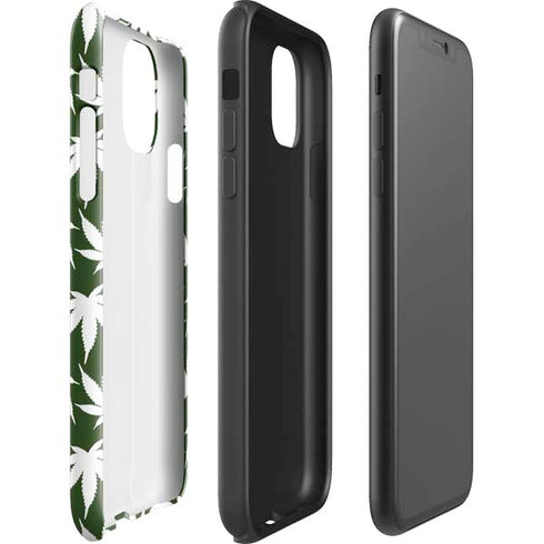 Marijuana Leaf White Pattern iPhone 11 Pro Max Impact Case