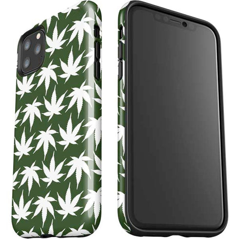 Marijuana Leaf White Pattern iPhone 11 Pro Max Impact Case