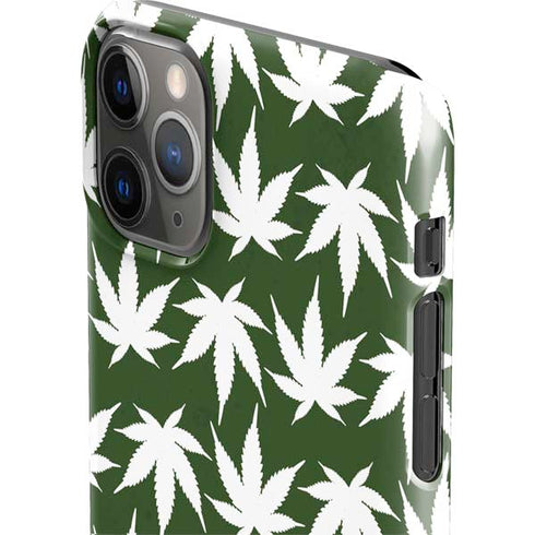 Marijuana Leaf White Pattern iPhone 11 Pro Max Lite Case