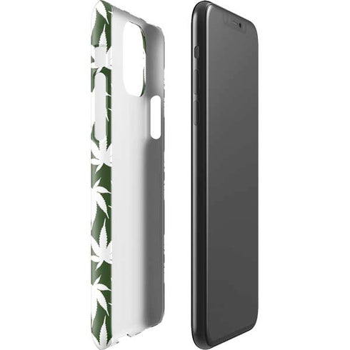 Marijuana Leaf White Pattern iPhone 11 Pro Max Lite Case