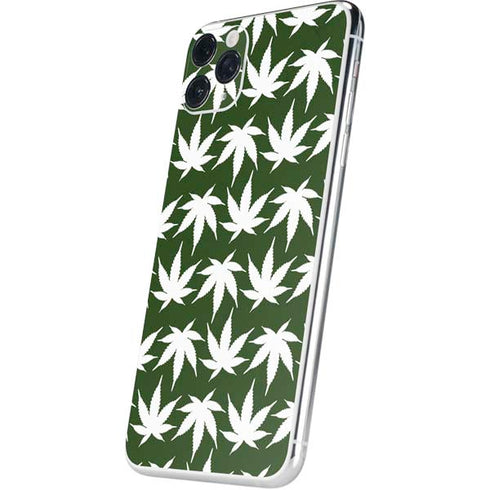Marijuana Leaf White Pattern iPhone 11 Pro Max Skin