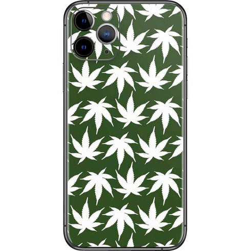 Marijuana Leaf White Pattern iPhone 11 Pro Skin