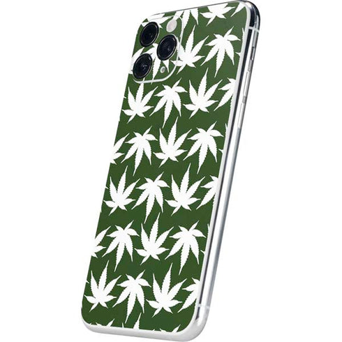 Marijuana Leaf White Pattern iPhone 11 Pro Skin