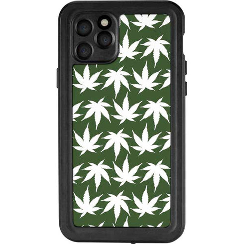 Marijuana Leaf White Pattern iPhone 11 Pro Waterproof Case