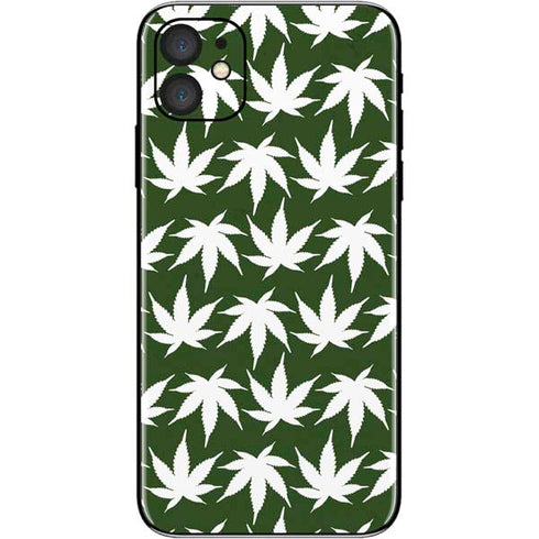 Marijuana Leaf White Pattern iPhone 11 Skin