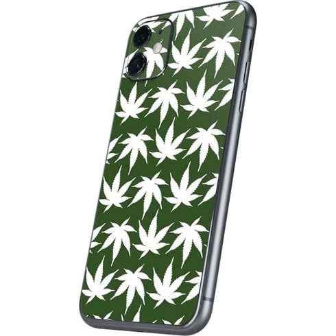 Marijuana Leaf White Pattern iPhone 11 Skin