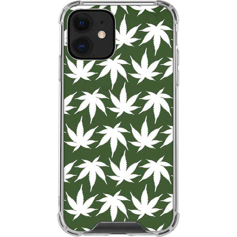 Marijuana Leaf White Pattern iPhone 12 Clear Case