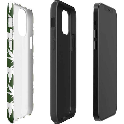 Marijuana Leaf White Pattern iPhone 12 Impact Case