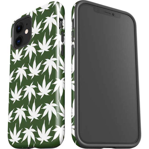 Marijuana Leaf White Pattern iPhone 12 Impact Case