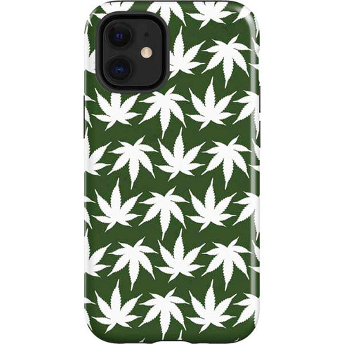 Marijuana Leaf White Pattern iPhone 12 Mini Impact Case