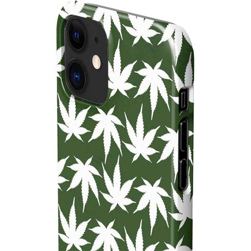 Marijuana Leaf White Pattern iPhone 12 Mini Lite Case