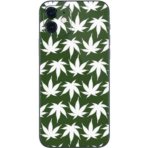 Marijuana Leaf White Pattern iPhone 12 Mini Skin