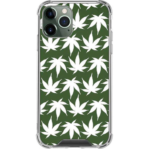 Marijuana Leaf White Pattern iPhone 12 Pro Clear Case