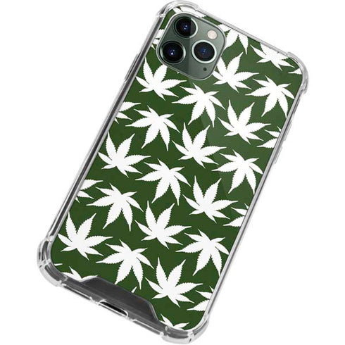 Marijuana Leaf White Pattern iPhone 12 Pro Clear Case