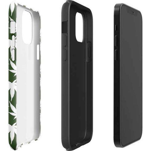 Marijuana Leaf White Pattern iPhone 12 Pro Impact Case