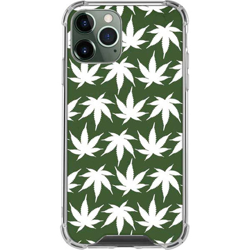 Marijuana Leaf White Pattern iPhone 12 Pro Max Clear Case