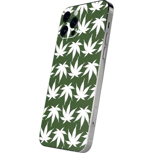 Marijuana Leaf White Pattern iPhone 12 Pro Skin