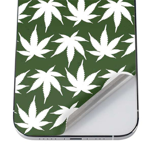 Marijuana Leaf White Pattern iPhone 12 Pro Skin
