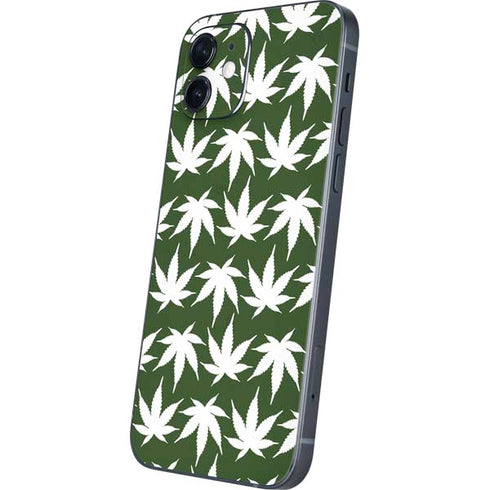 Marijuana Leaf White Pattern iPhone 12 Skin